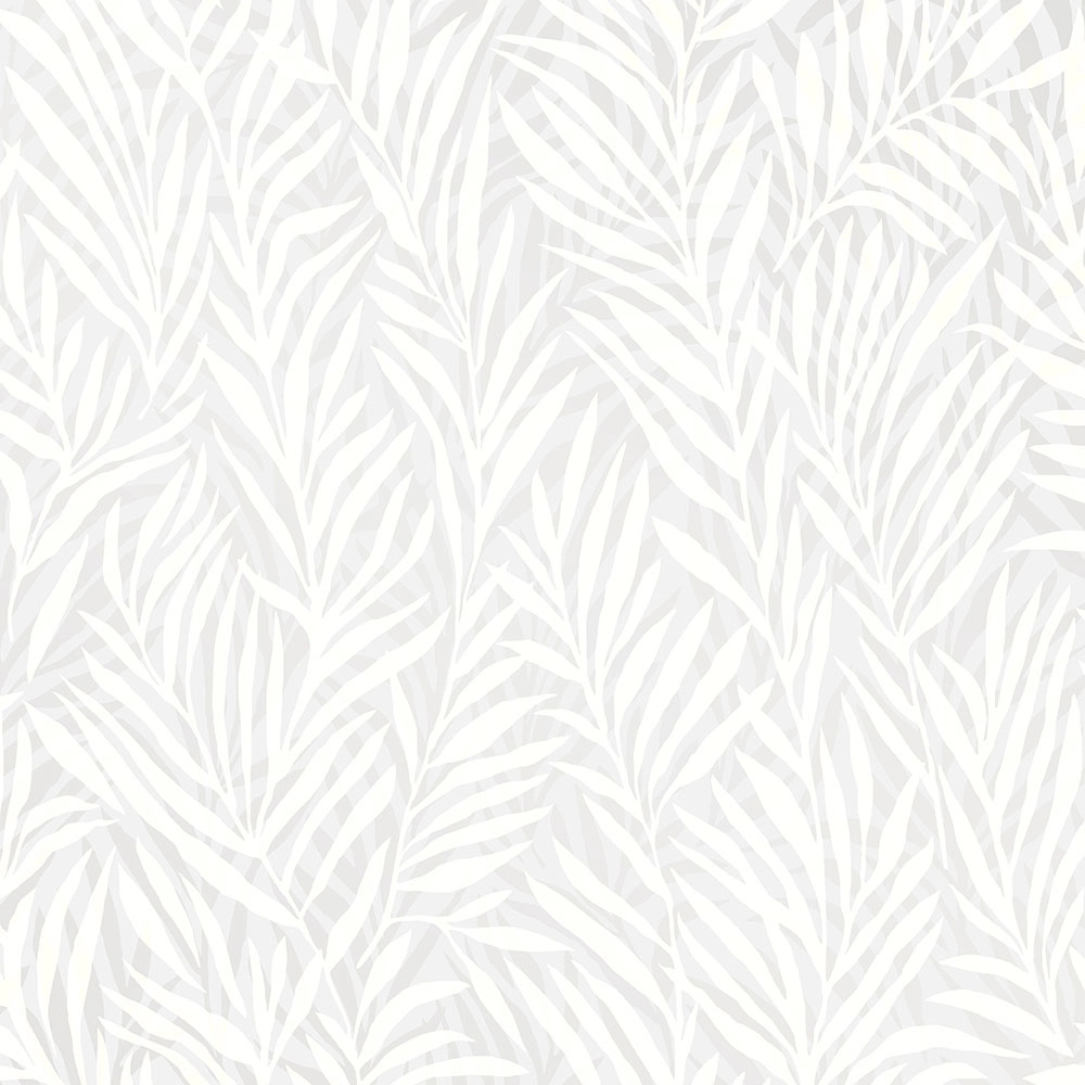 Levél mintás design tapéta szürke és tört fehér mintával
