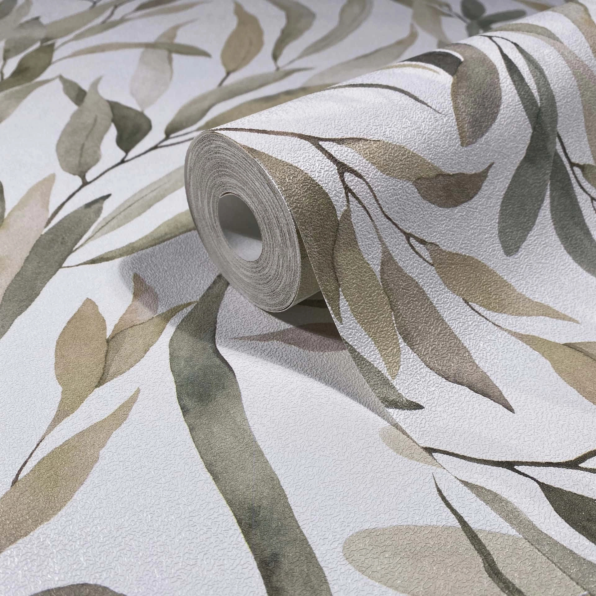 Levél mintás design tapéta zöldes színvilágban