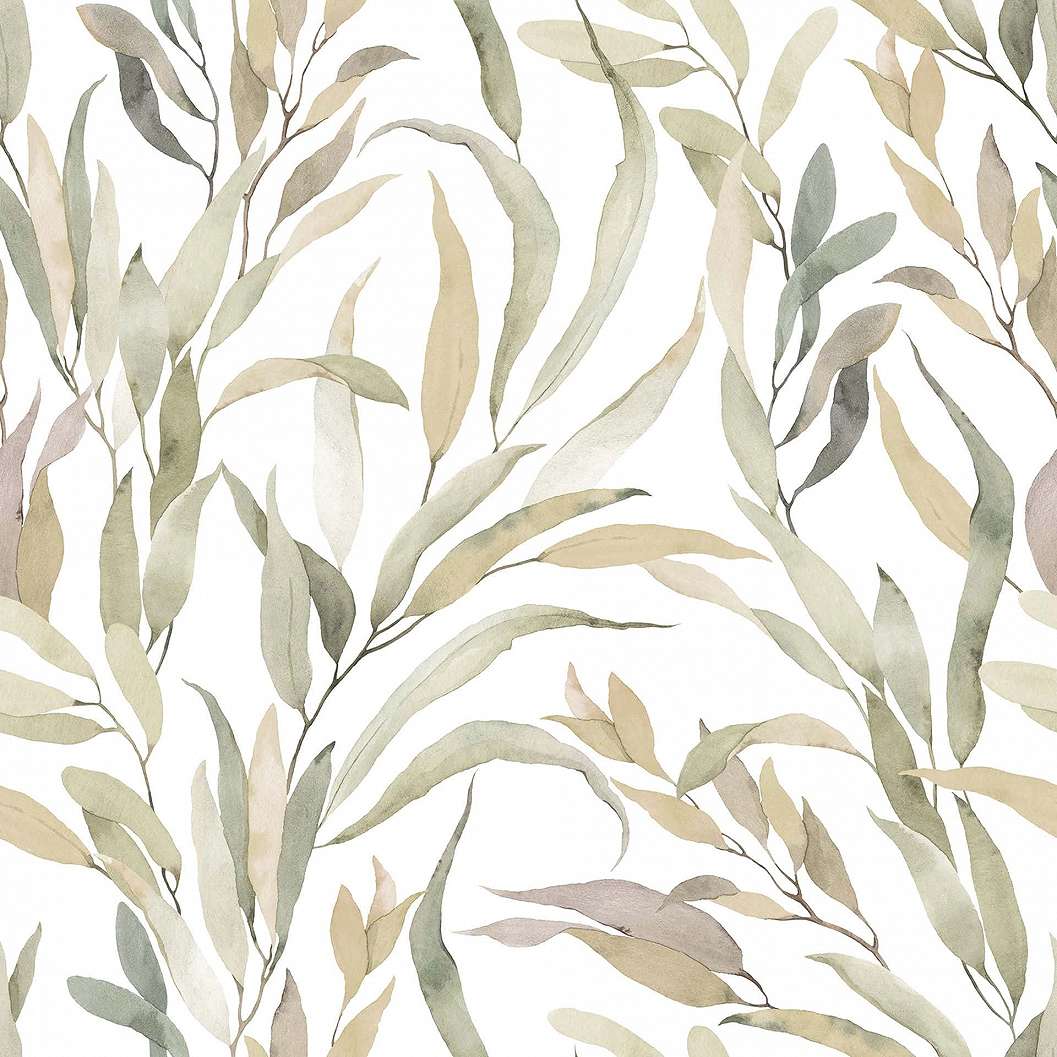 Levél mintás design tapéta zöldes színvilágban