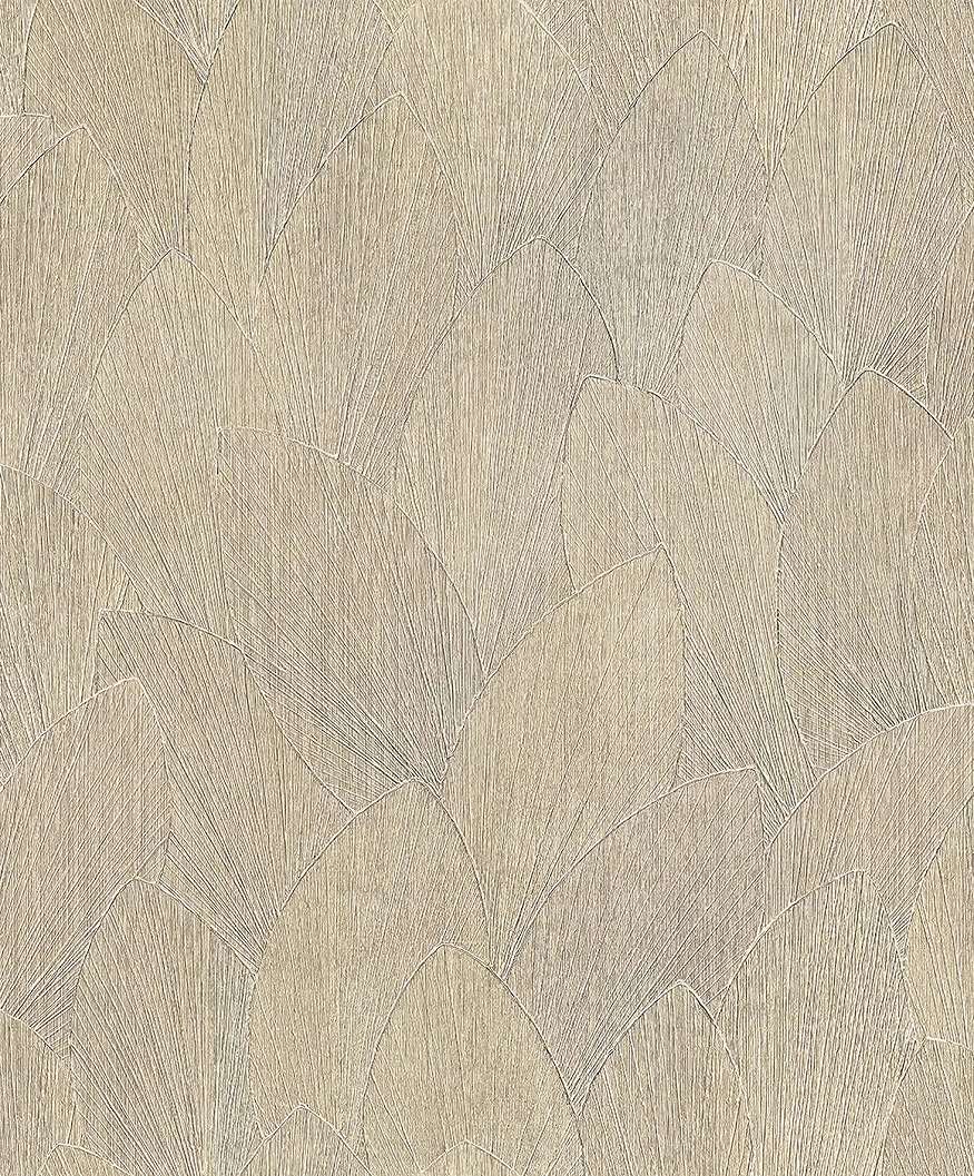 Levél mintás fahatású beige színű mosható dekor tapéta