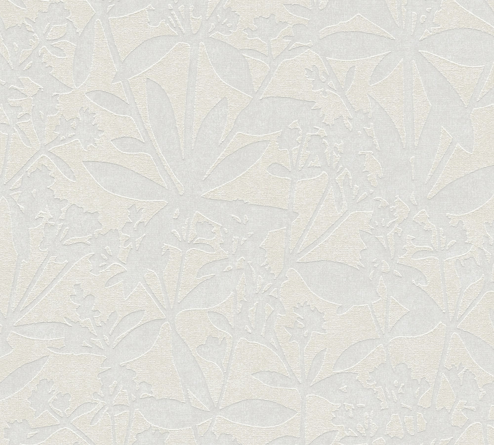 Levél mintás struktúrált szürkés krém színű design tapéta