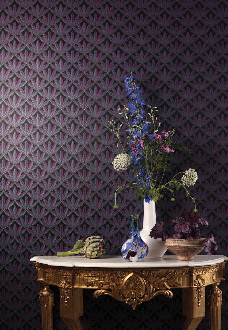 Levélmintás Khroma prémium design tapéta lilás levél mintákkal