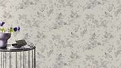 Levélmintás tapéta, szürke fehér színekkel
