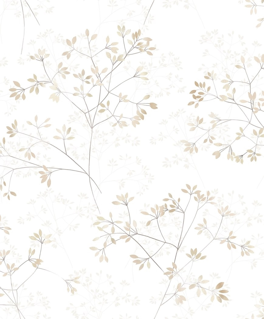 Levélmintás vinyl dekor tapéta natúr bézs krém színben