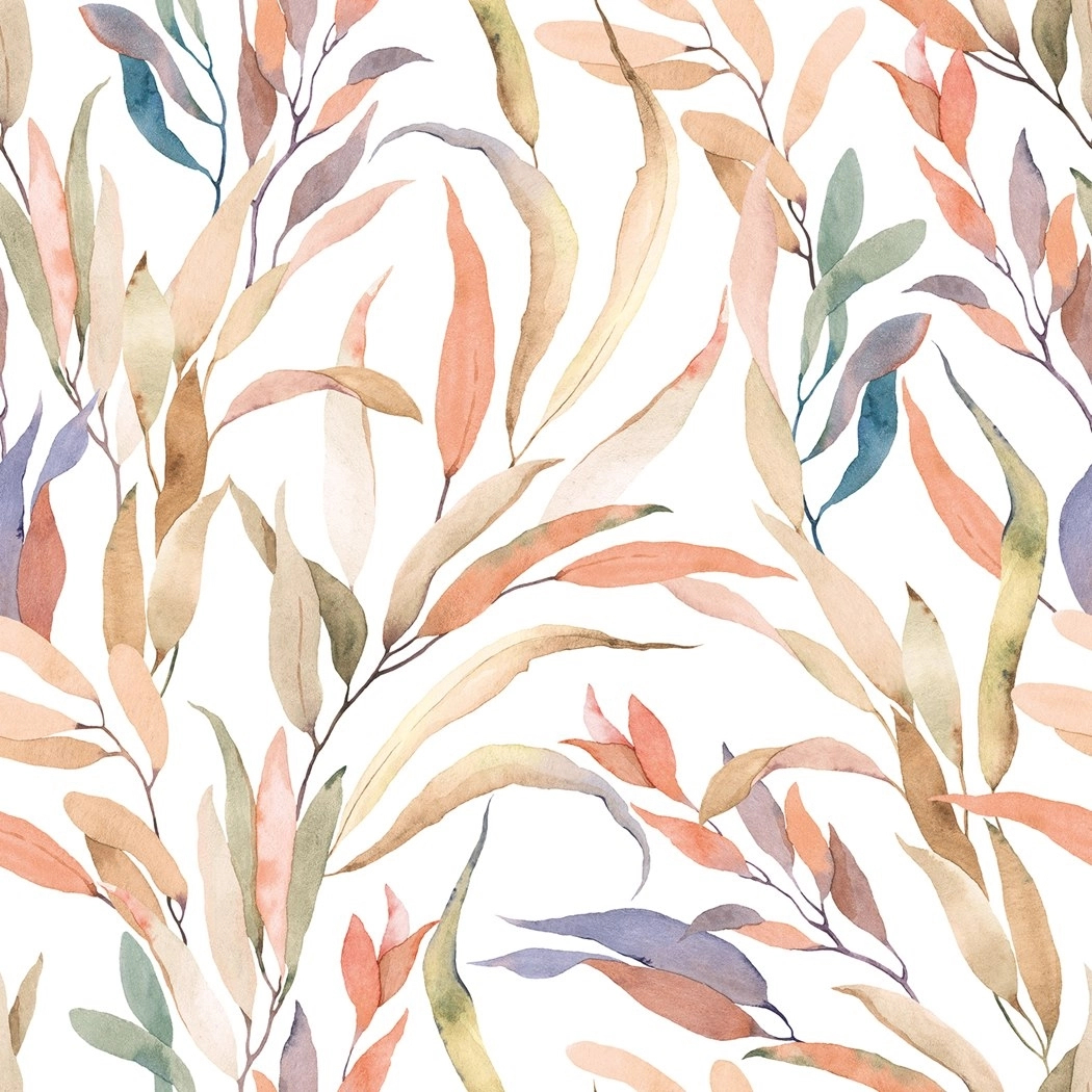 Levélmintás vinyl tapéta színes levelekkel