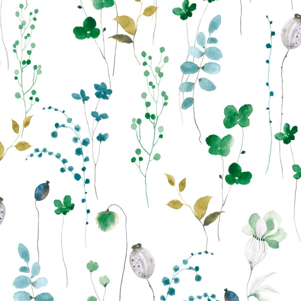 Levélmintás vinyl tapéta zöld színben skandi stílusban