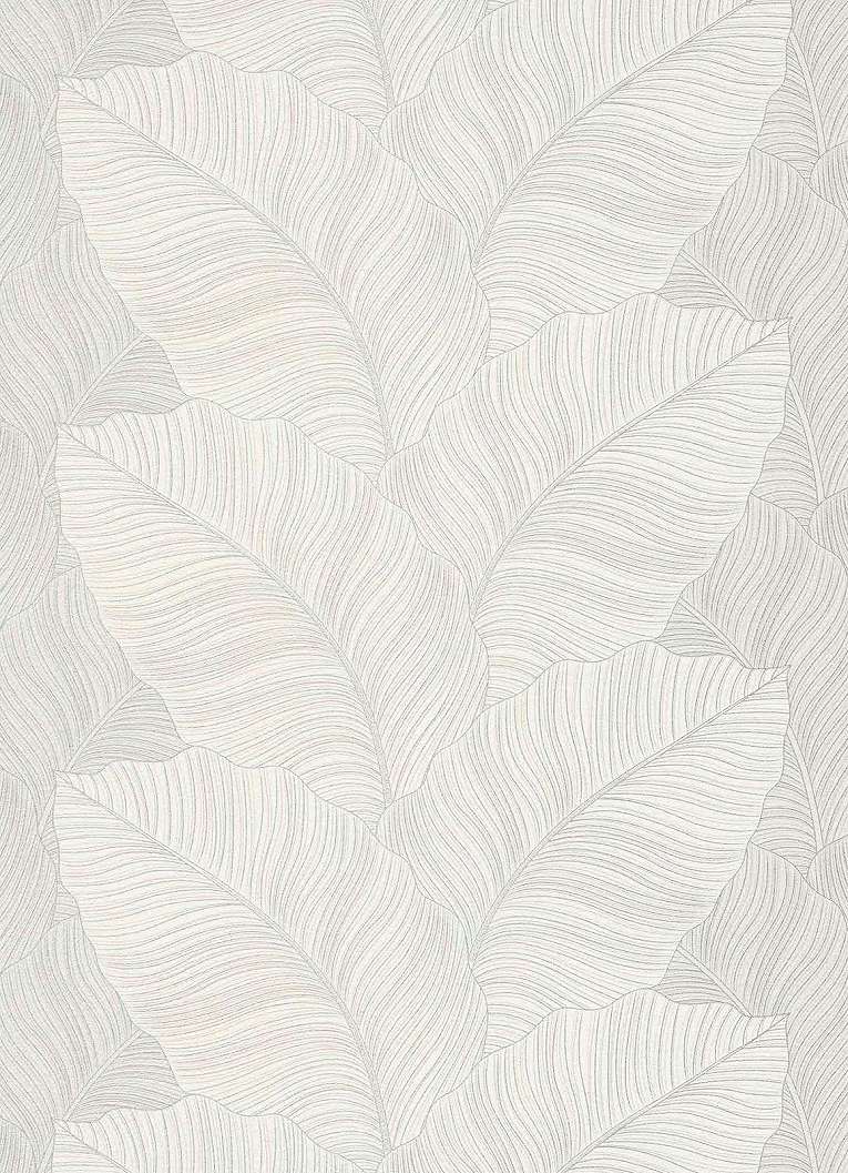 Levélmintás vlies design tapéta fehér színben nagyméretű levél mintával