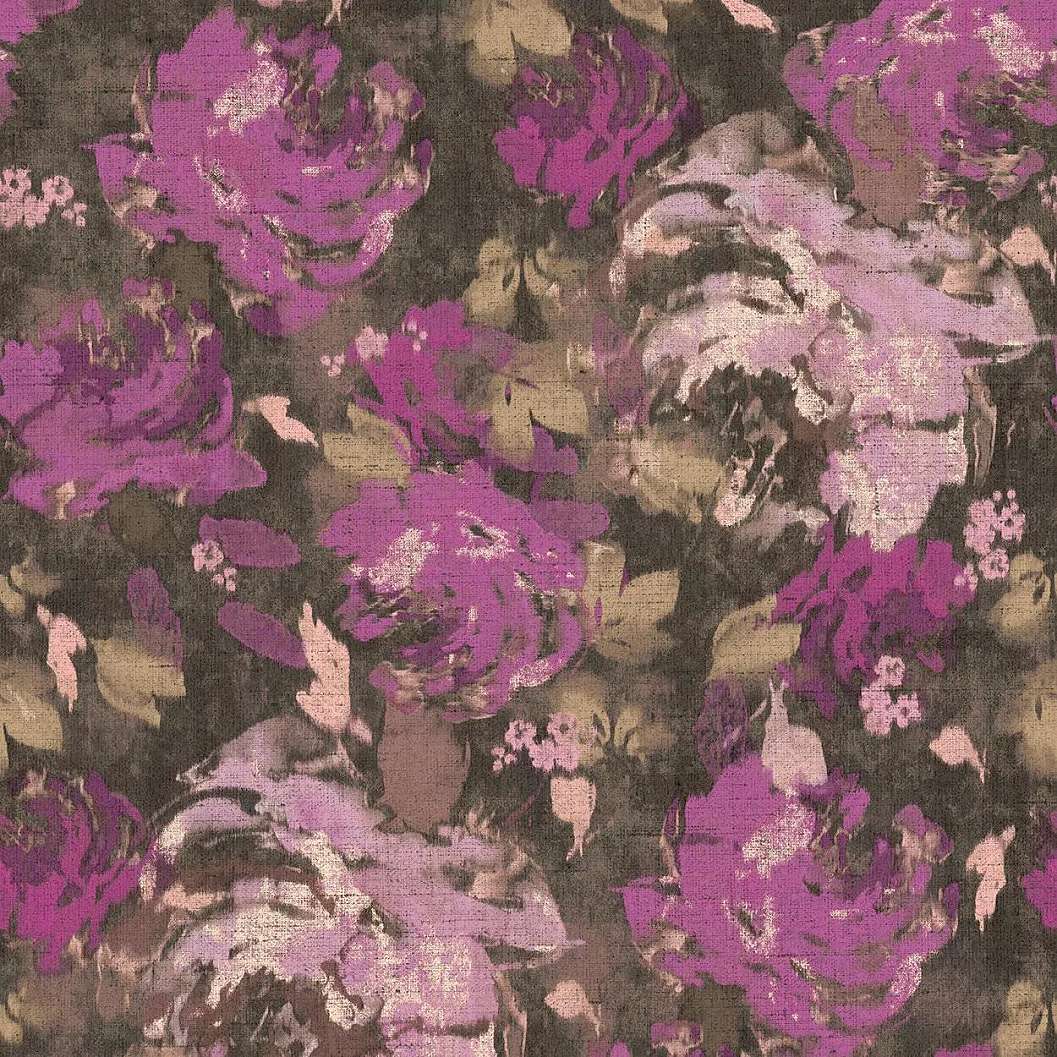 Lila akvarell hatású vlies virágmintás dekor tapéta