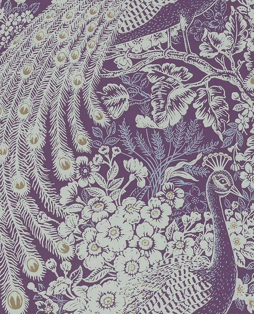 Lila páva mintás vlies eijffinger design tapéta