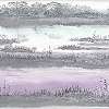 Lila türkiz akvarell hatású tájkép mintás vlies luxus tapéta