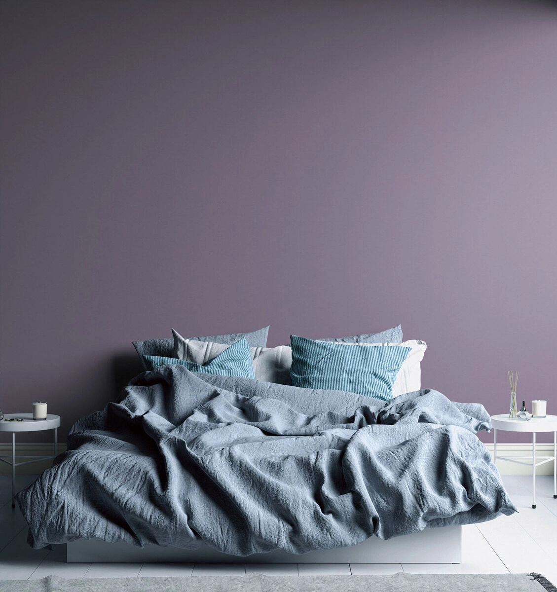 Lila vinyl tapéta egyszínű textilhatású mintával mosható