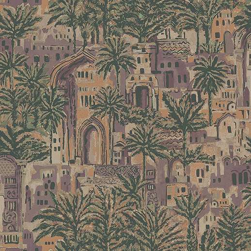 Lilás etno stílusú keleties városkép mintása design tapéta