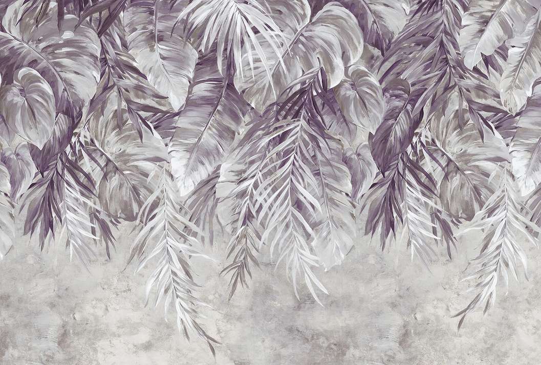 Lilás modern botanikus mintáv vinyl poszter tapéta