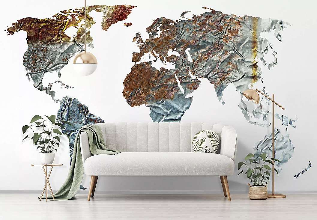 Loft hangulatú oriás világtérkép mintás fali poszter 368x254 vlies