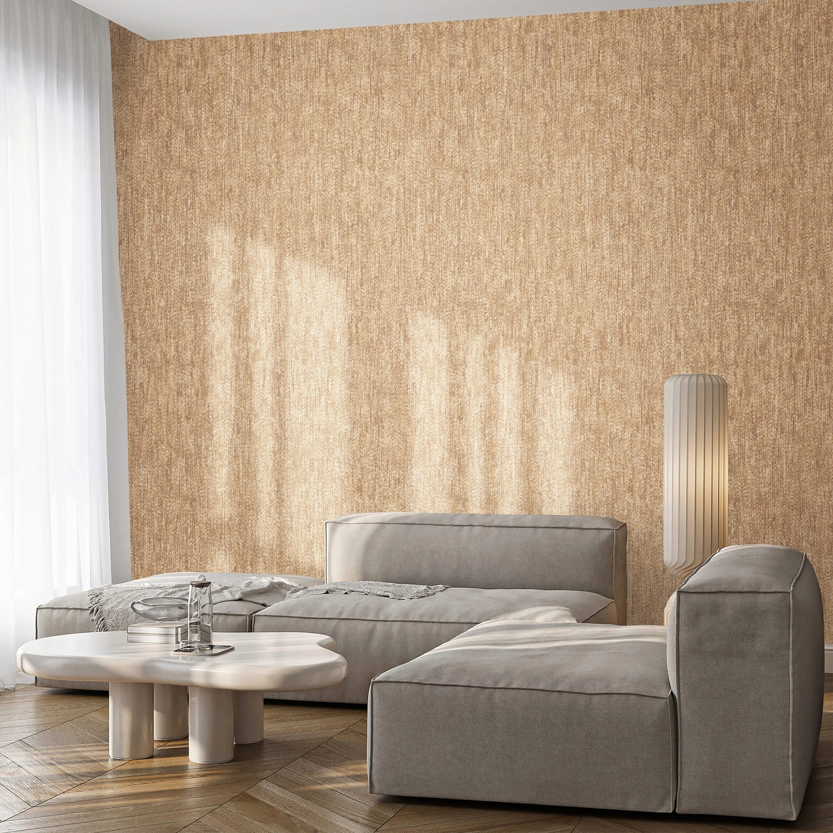 Luxus design tapéta apróhullámos csíkos mintával arany színben