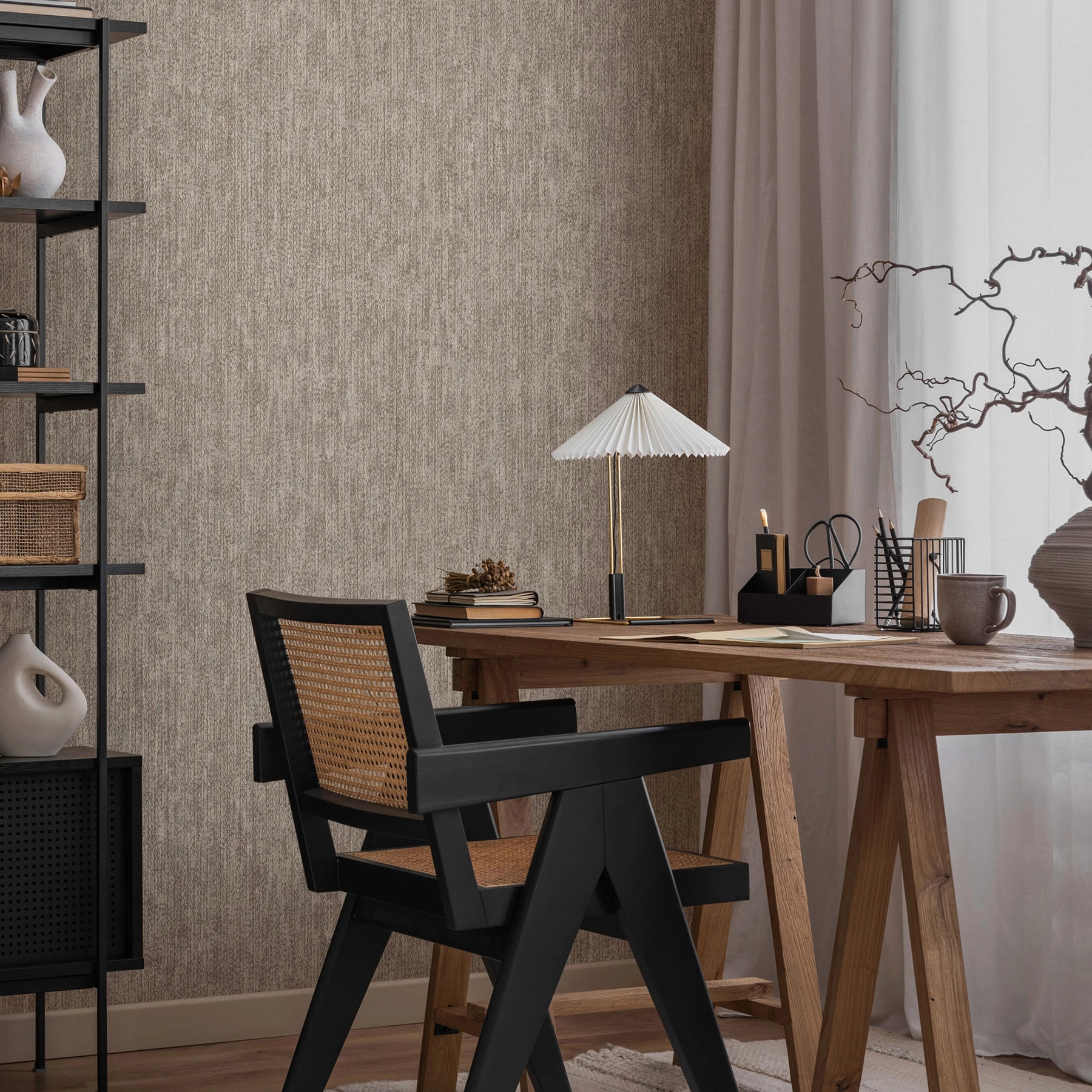 Luxus design tapéta apróhullámos csíkos mintával mogyoró színben