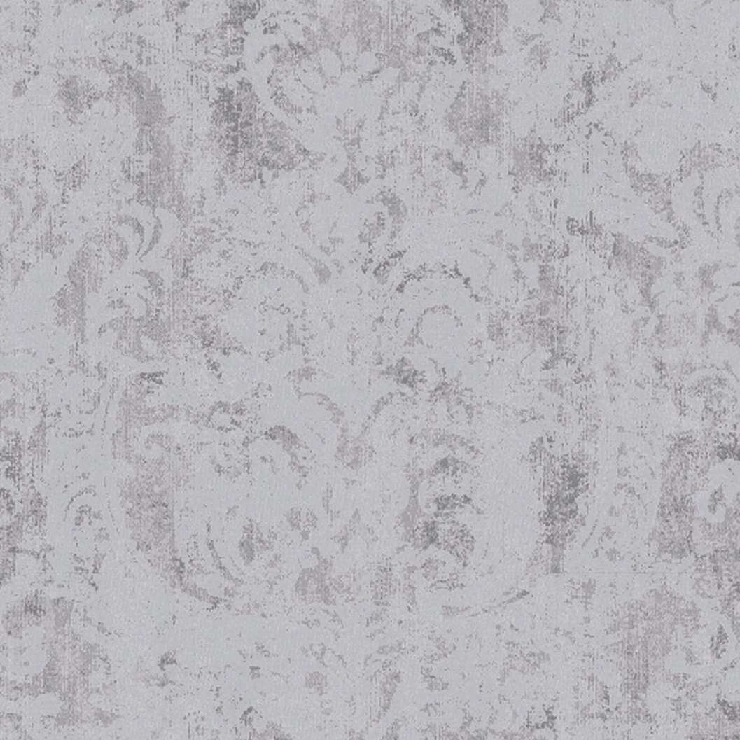 Luxus design tapéta bársonyos tapintású barokkos levél mintával kékesszürke színben