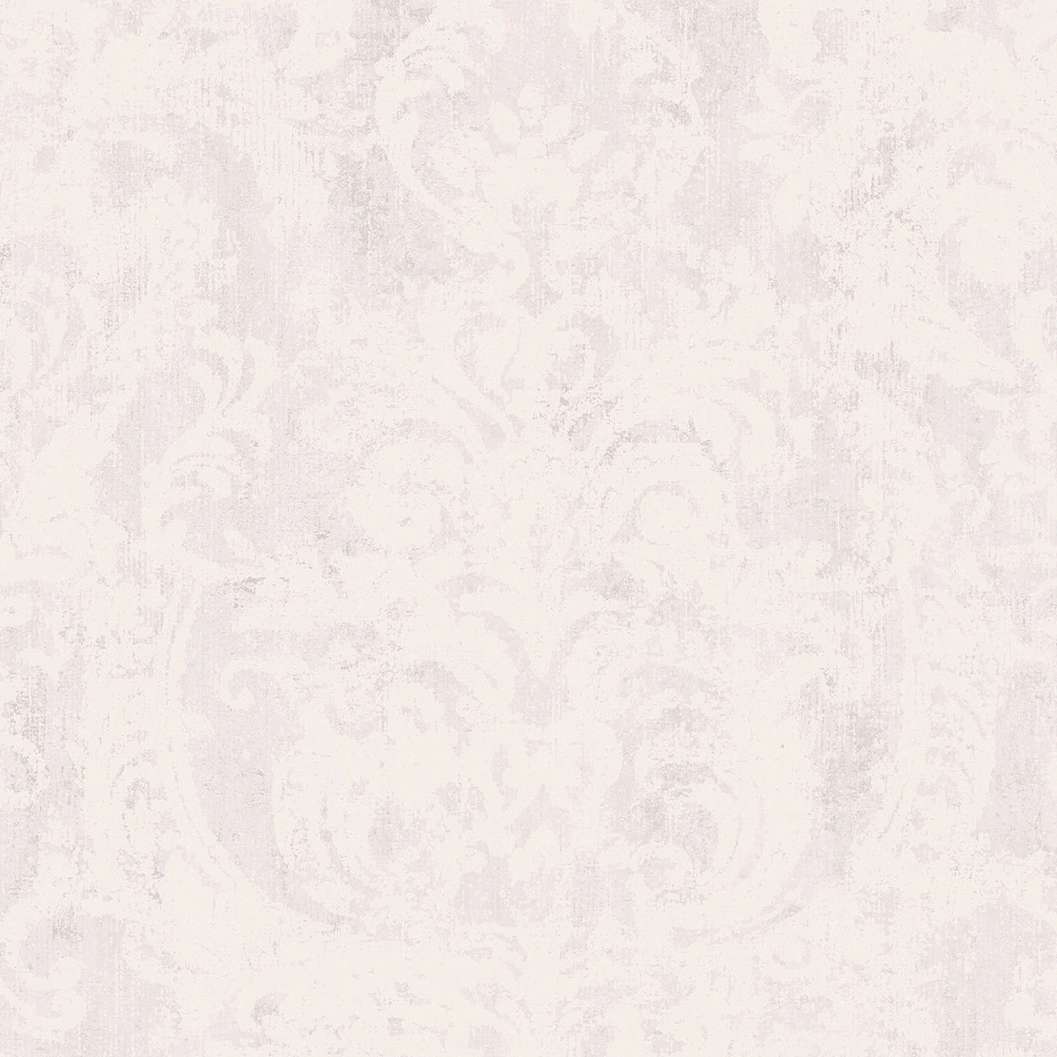 Luxus design tapéta bársonyos tapintású barokkos levél mintával krém színben