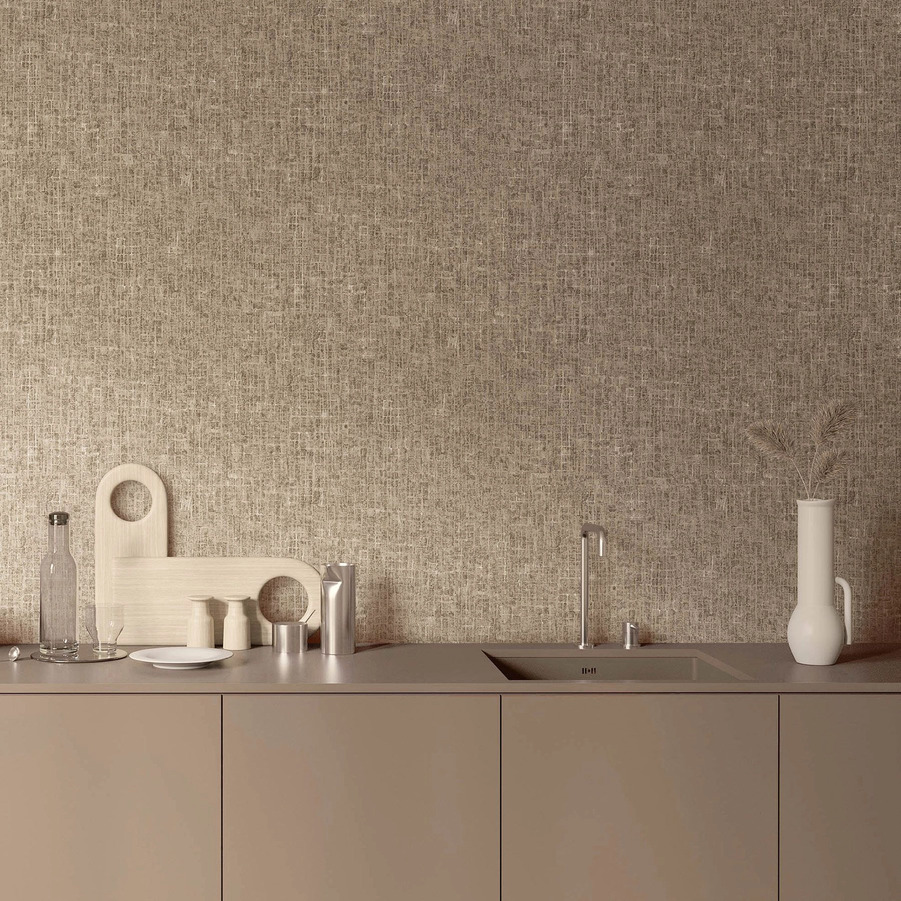 Luxus design tapéta geometria koptatott mintával sötétlen színben