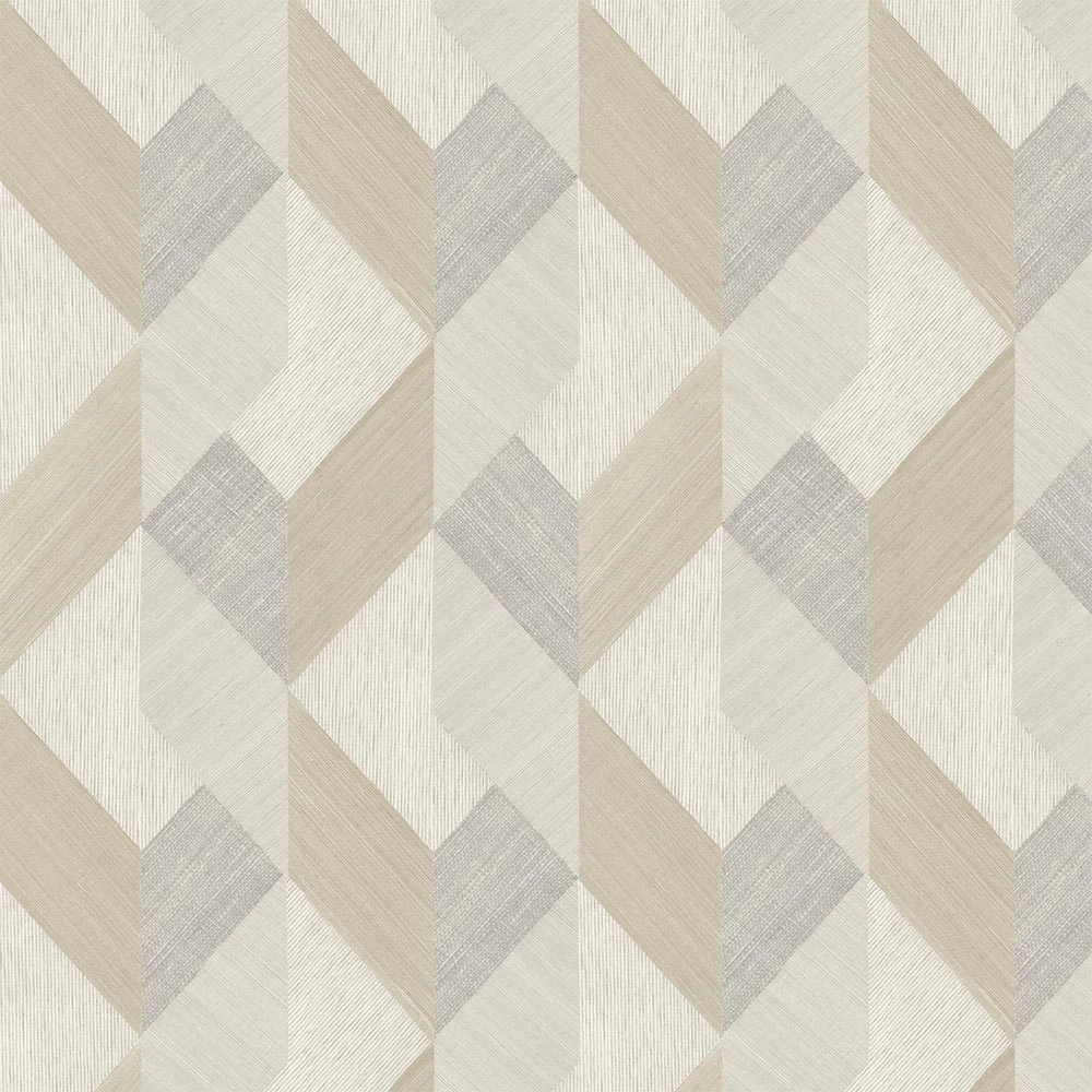 Luxus design tapéta natúr szövethatású geometrikus mintával beige színben