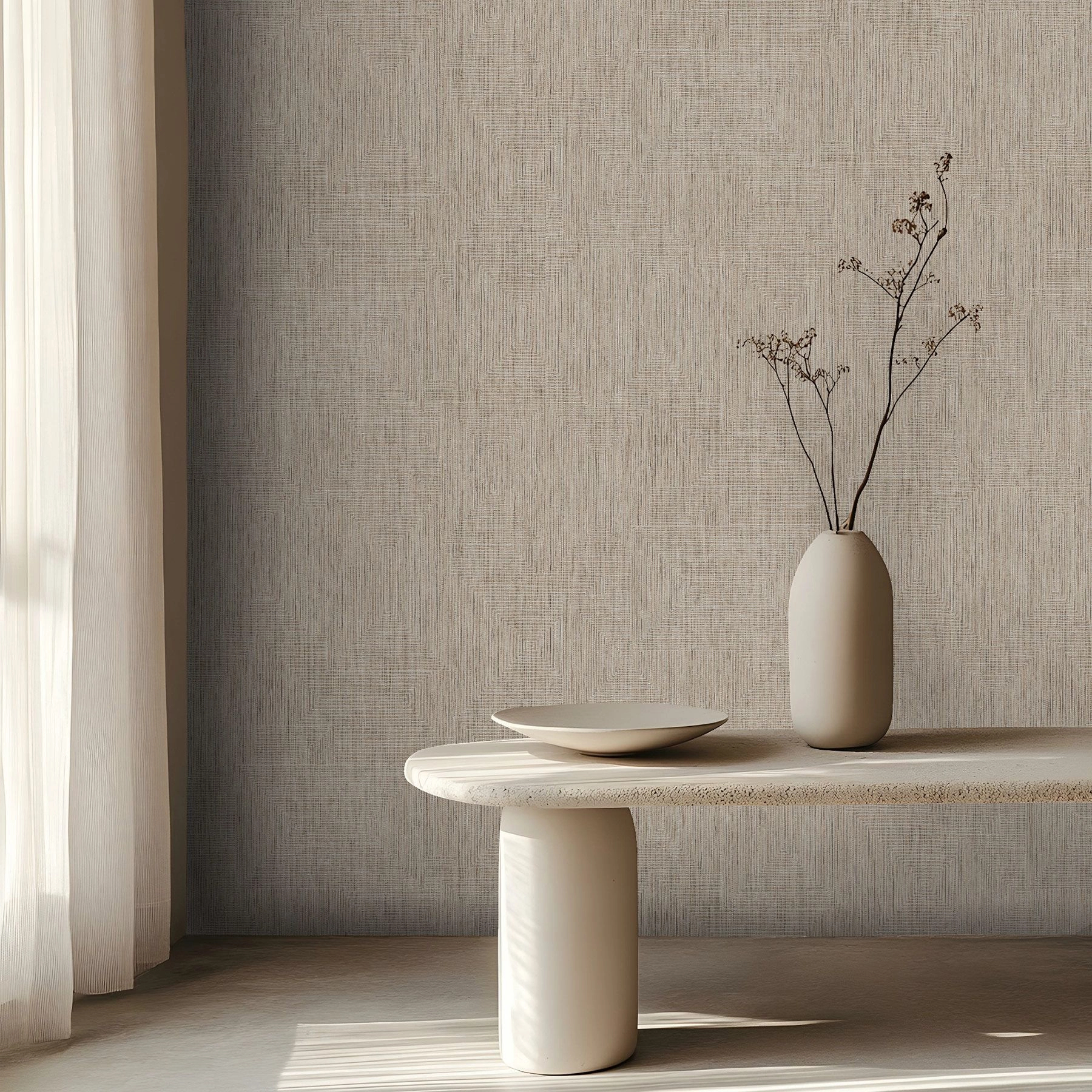 Luxus design tapéta textilhatású mintával sötétlen színben