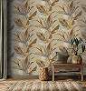 Luxus design tapéta trópusi levél mintával gesztenyebarna színben