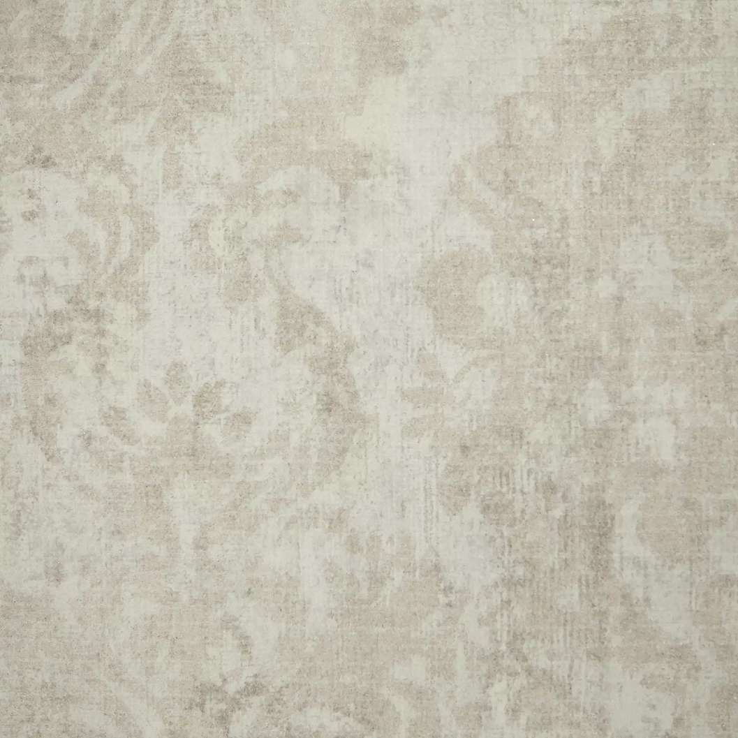 Luxus design tapéta üvegygyöngyös felülettel barokkos levél mintával krém színben