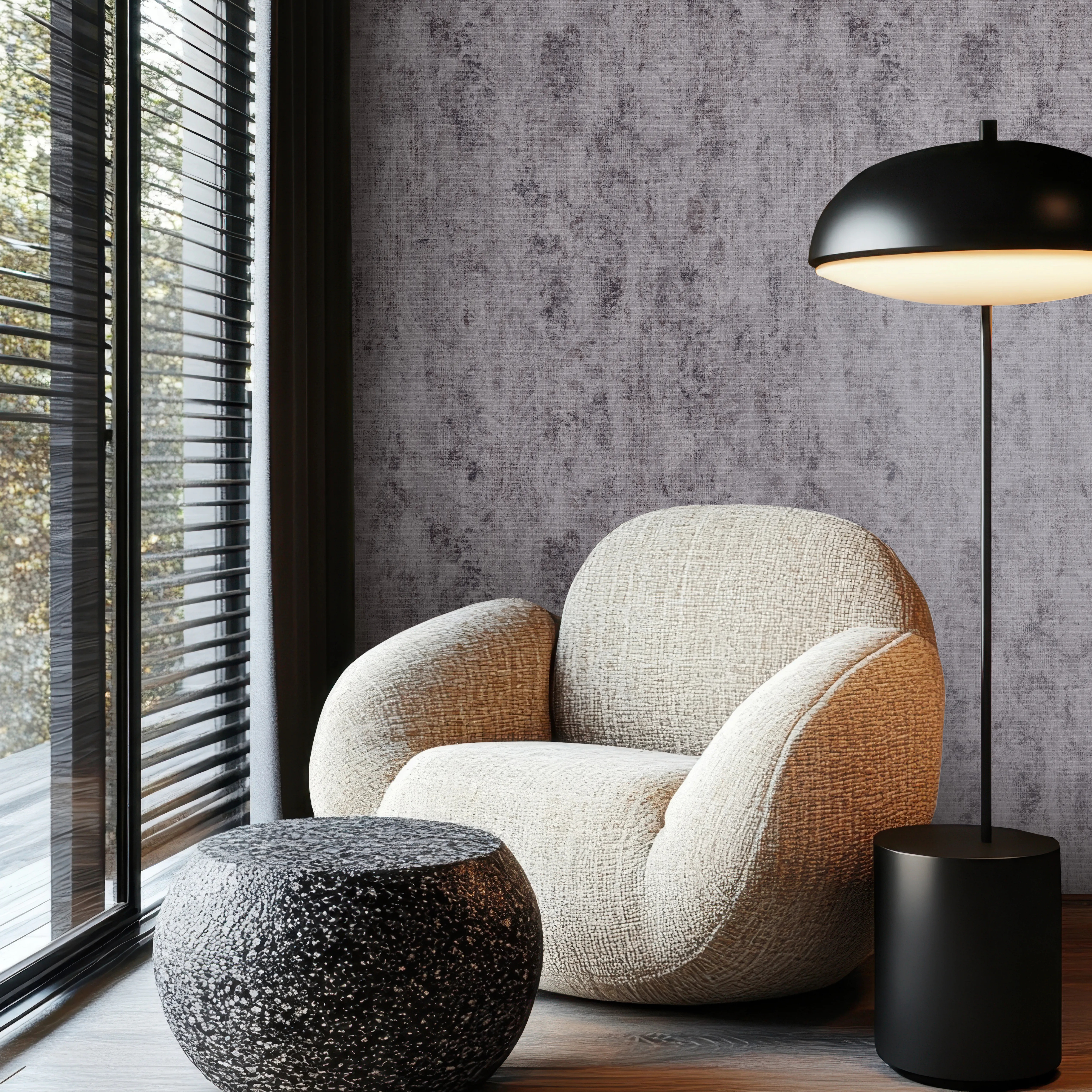 Luxus design tapéta üvegygyöngyös felülettel barokkos levél mintával sötétszürke színben