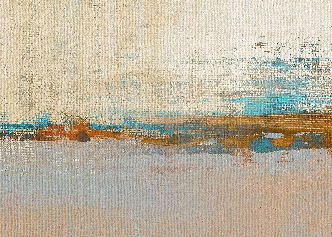 Luxus Jannelli&Volpi fotótapéta beige és kék színes absztrakt horizpntális koptatott mintával struktúrált felülettel