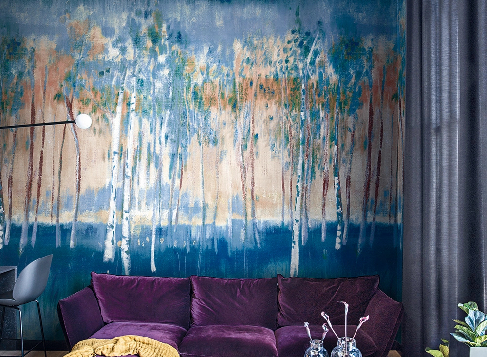 Luxus Jannelli&Volpi poszter tapéta fényes színes absztrakt erdő mintával struktúrált felülettel