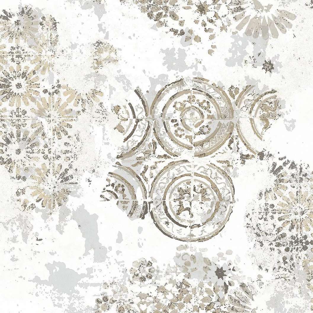 Luxus tapéta fehér alapon orintális hangulatú geometrikus mintával