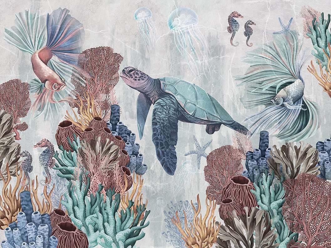 Luxus vinyl fotótapéta tengeri korall teknős mintával