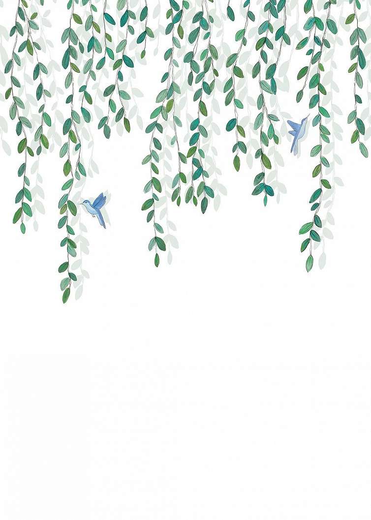Madár és levél inda mintás fotótapéta