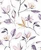 Magnólia virágmintás design tapéta lila virág mintával krémfehér alapon