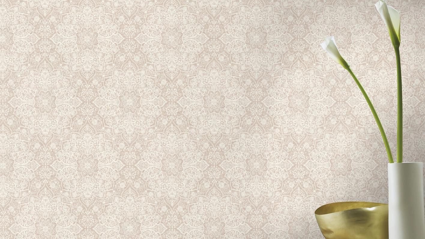 Mandala mintás dekor tapéta rosegold színben gyöngyház fénnyel