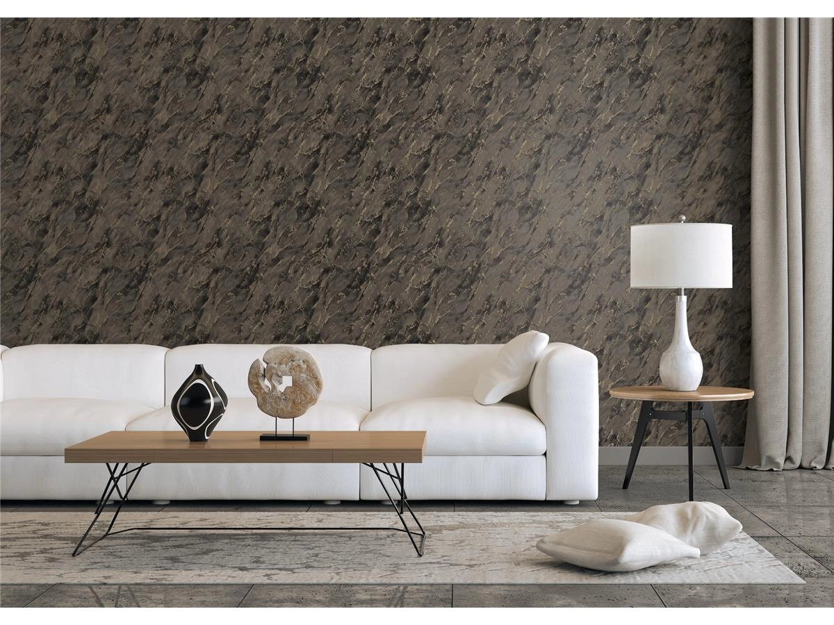 Márvány mintás vinyl tapéta fekete arany színekkel