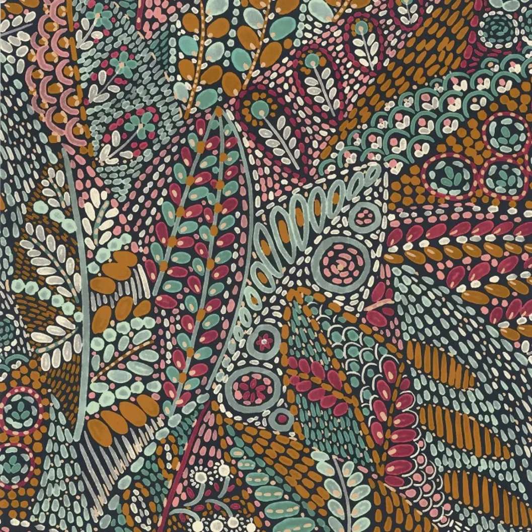 Mediterrán stílusú apró geometria formákból álló absztakt levél mintás dekor tapéta
