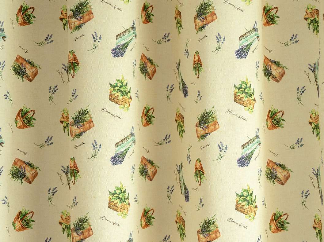 Mediterrán stílusú sötétítő design függöny textil beige alappal