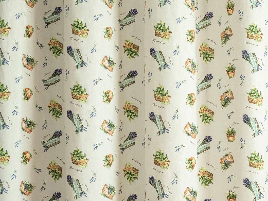 Mediterrán stílusú sötétítő design függöny textil szürkés fehér alappal