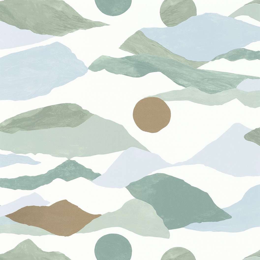 Mentazöld design tapéta minimalista hegyvonulat mintával