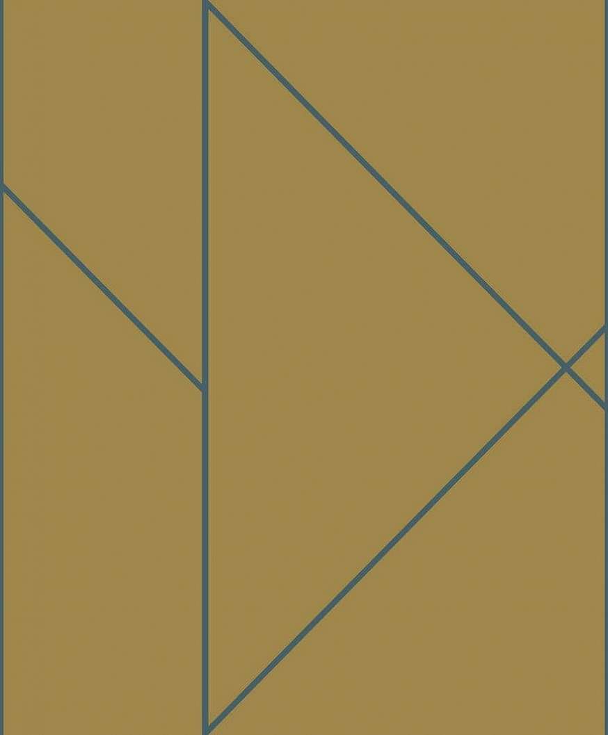 Minimál dekor tapéta karamell alapon kék geometriai mintával