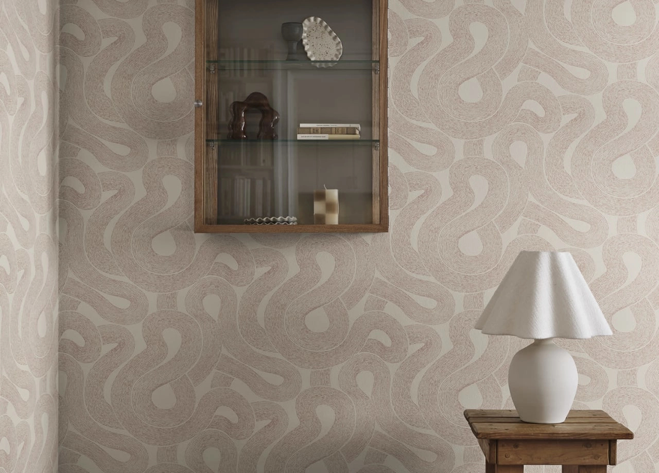 Minimál design tapéta terrakotta fehér geometrikus mintával Zen terracotta