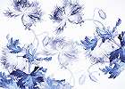 Minimál kék akvarell virágmintás vlies fali poszter