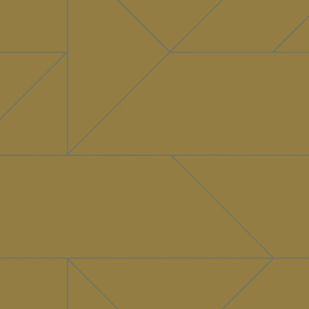 Minimál stílusú sárgás barna alapon ezüst geometria mintás tapéta