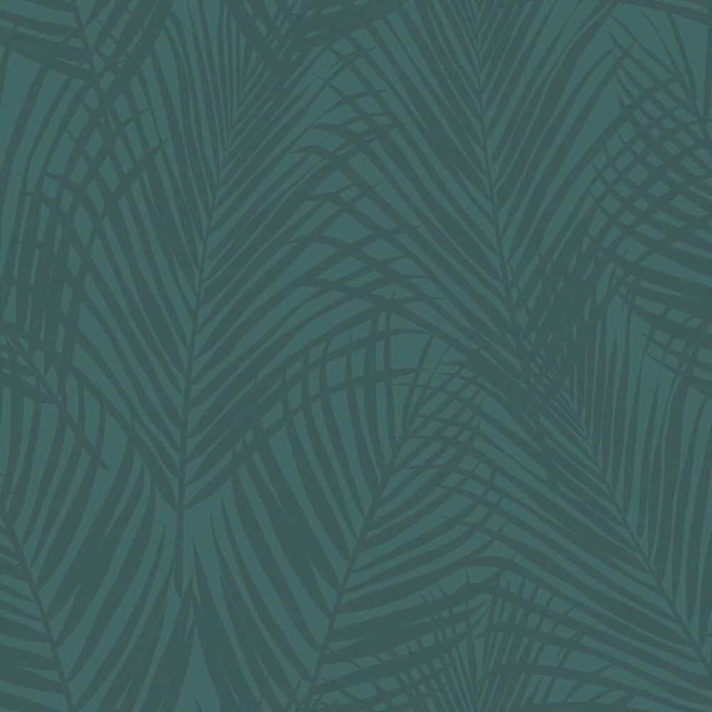 Minimalista metálos sötét zöld pálma levél mintás design tapéta