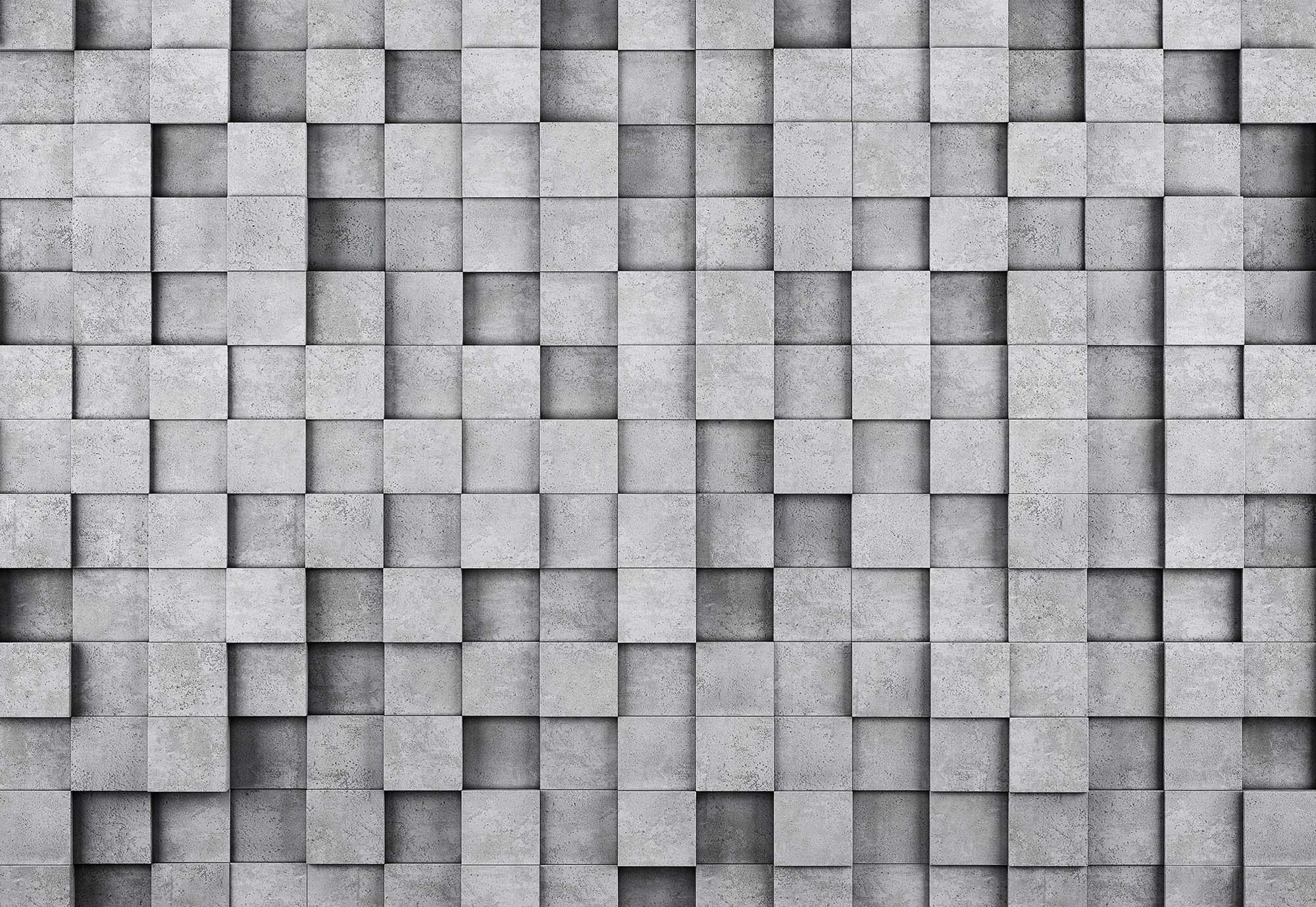 Modern 3D hatású szürke betonkocka mintás fali poszter 368x254 vlies