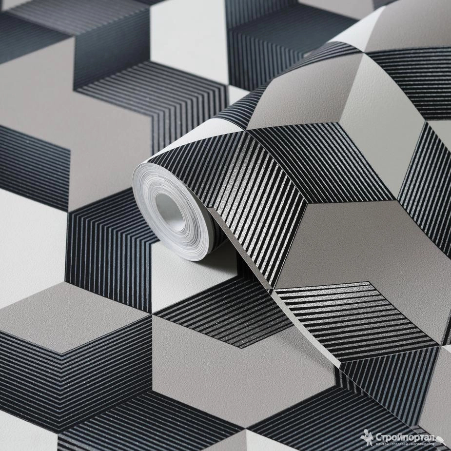 Modern 3D kocka mintás tapéta ezüst fekete színekkel