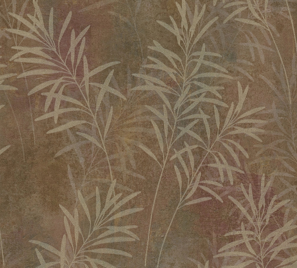 Modern botanika stílusú réz színű levél mintás design tapéta