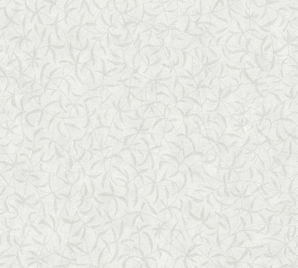 Modern botanika stílusú világos szürke színű apró inda levél mintás design tapéta
