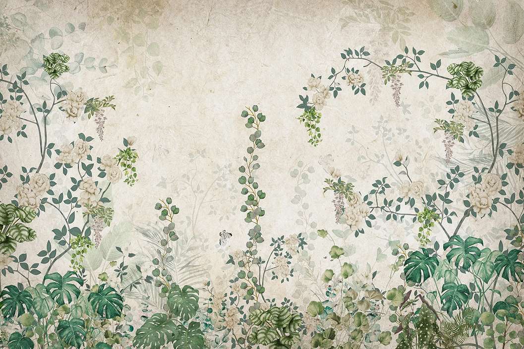 Modern botanikus mintás vinyl mosható poszter tapéta